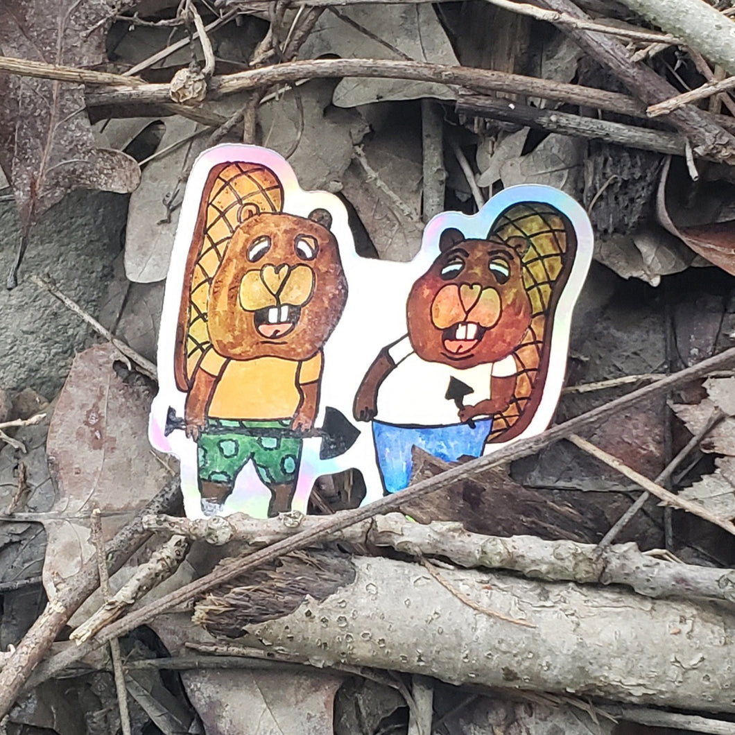 Beaver Bros Holographic Sticker